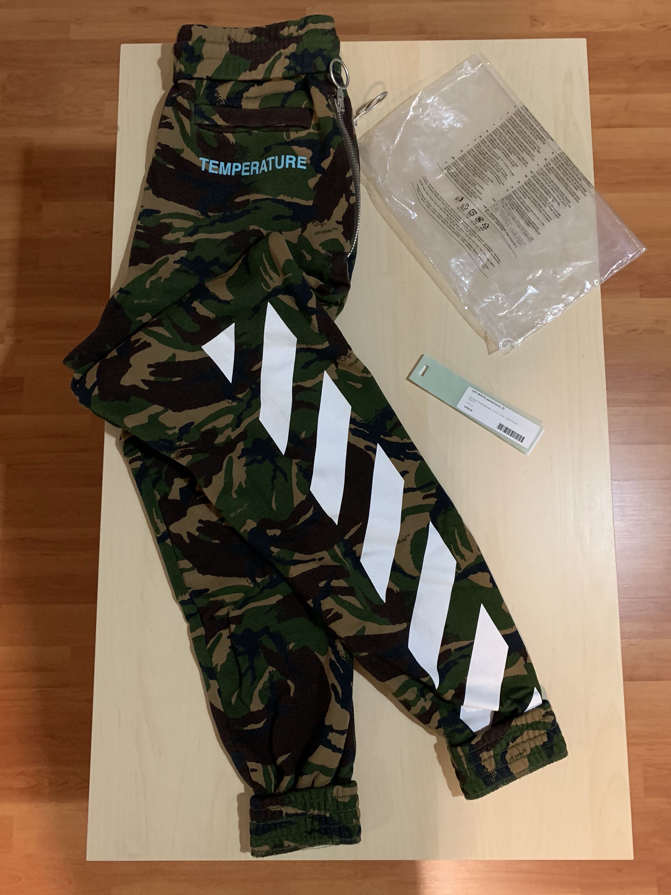 off white camouflage pants