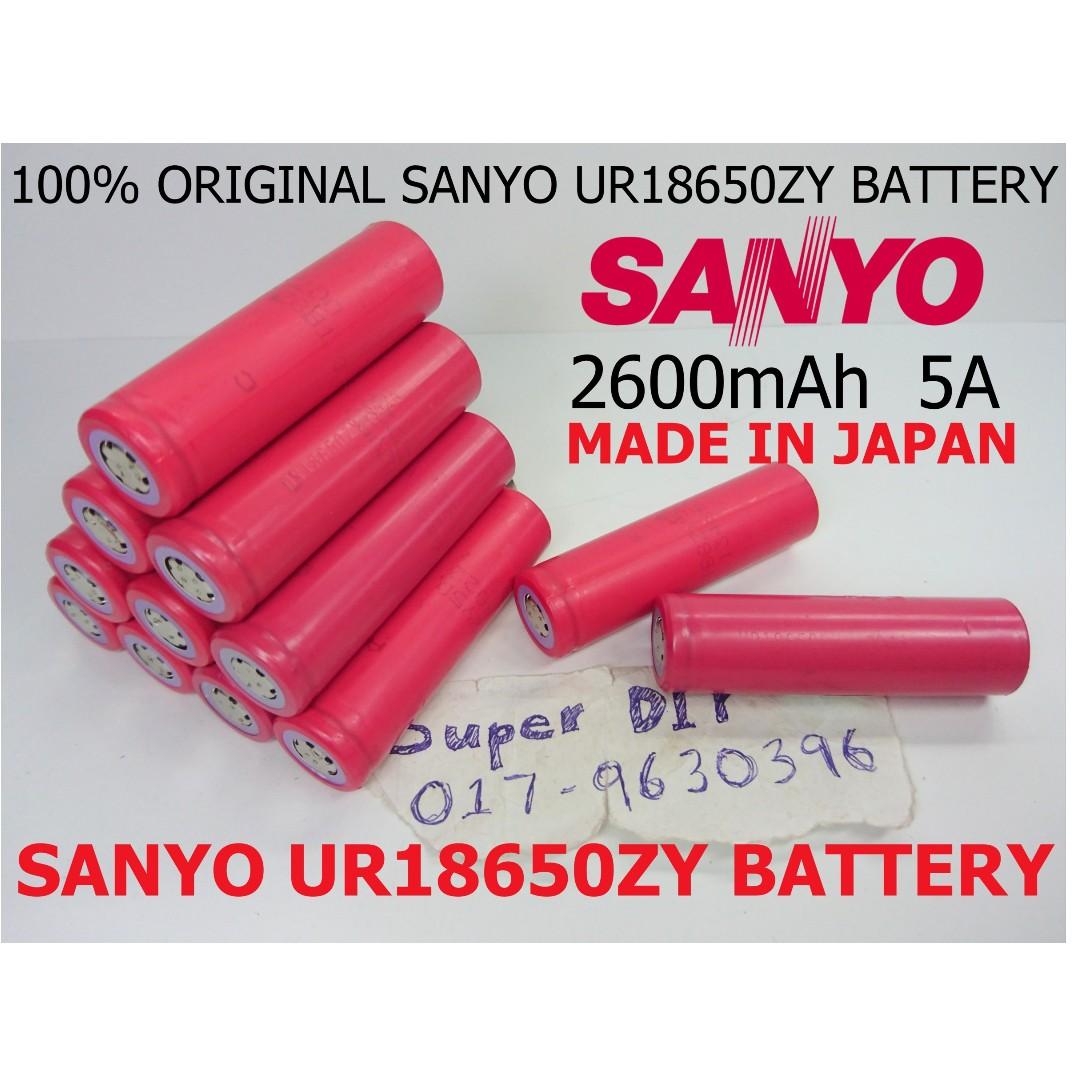 SANYO UR18650ZY 3.7V 2600mAh Li-Ion Rechargeable Battery Flashlight ...