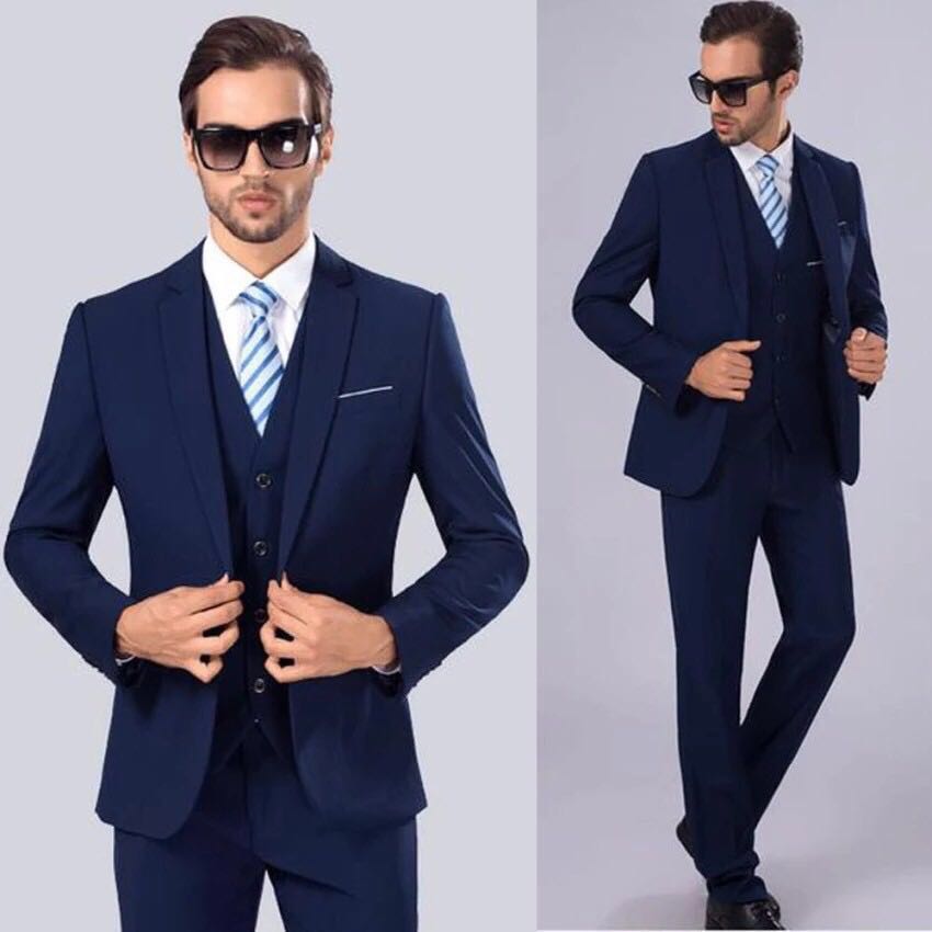 Slimfit Blazer, suit, Vest MURAH (Navy Blue), Men's Fashion, Coats ...
