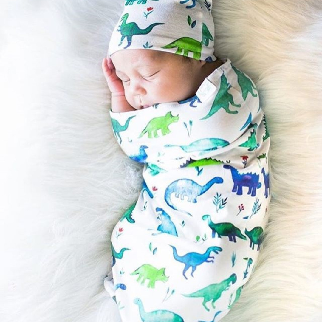 baby boy matching swaddle and hat