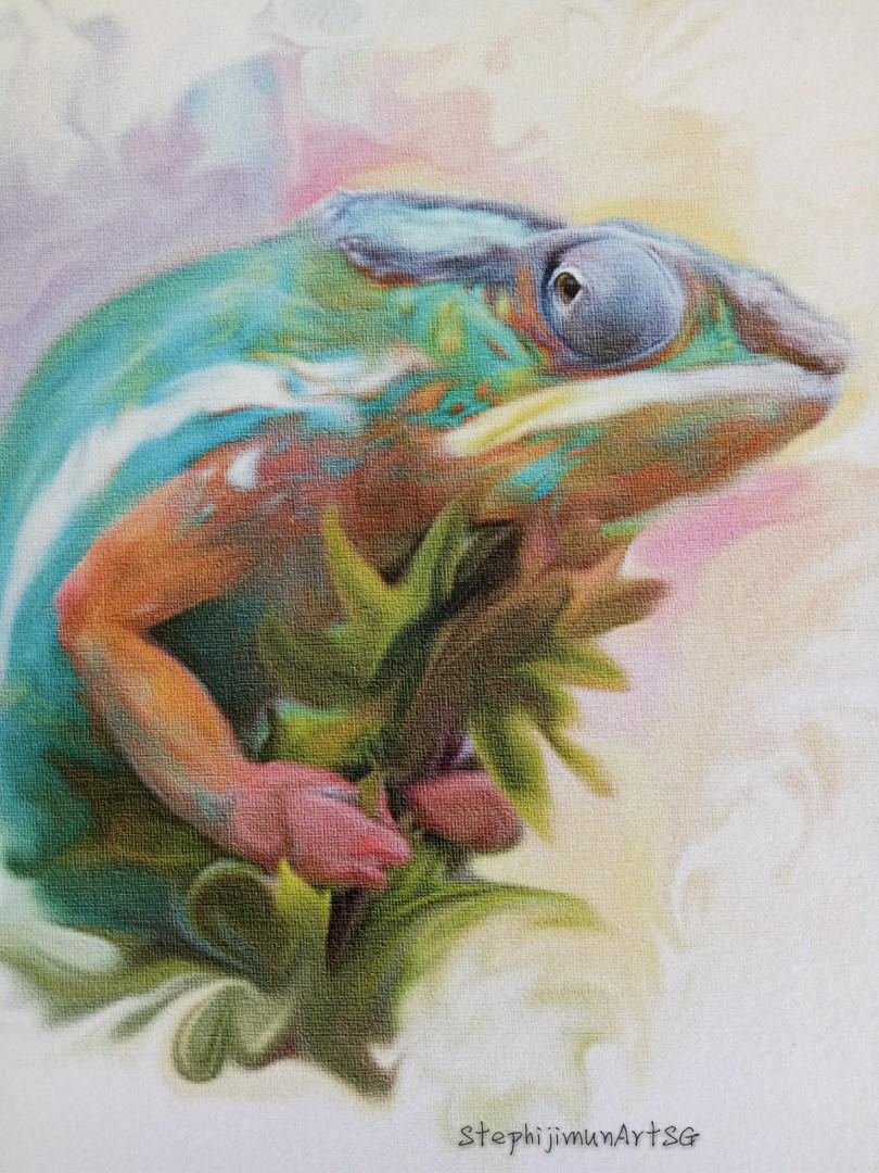 The Colors Of Chameleon Colorful Watercolor And Digital