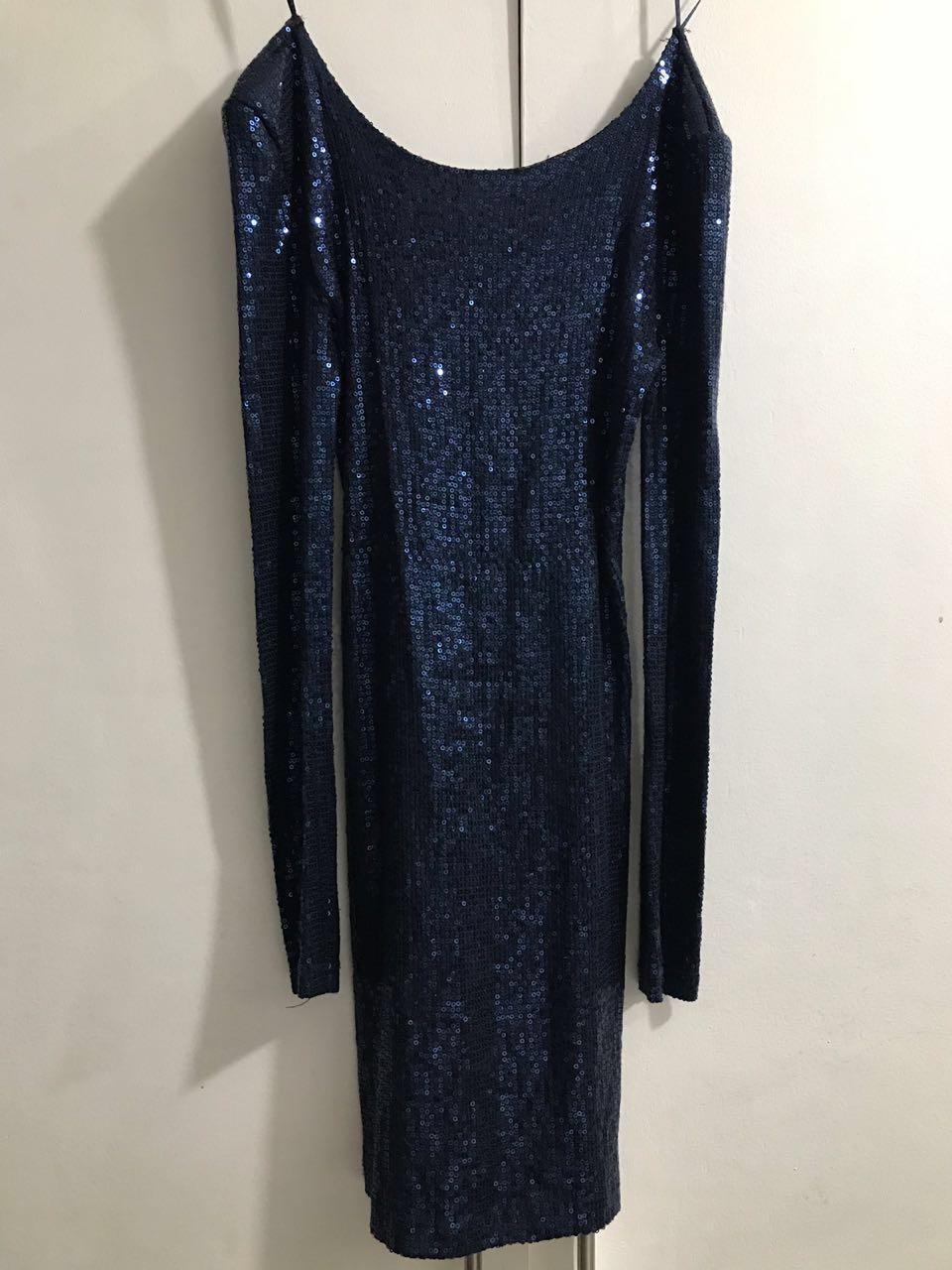 topshop blue sequin dress