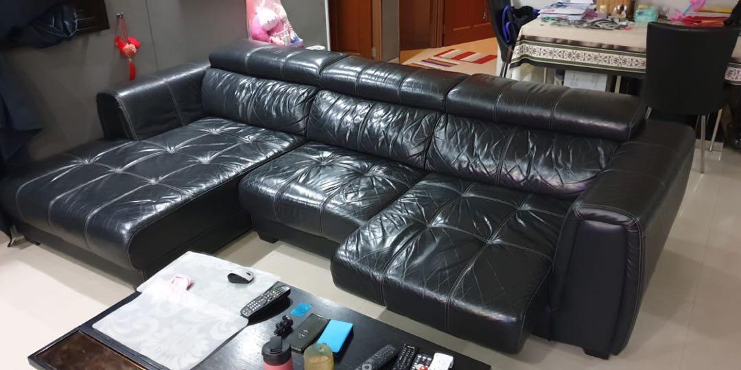 Used black deals leather sofa