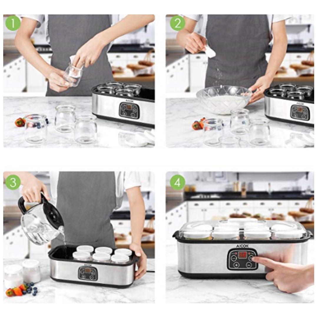 Yoghurt Maker Aicok Homemade Yoghurt Machine 8 Glass Jars 1440ml Led