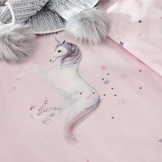 Adairs Kids Unicorn Star Cot Quilt Cover Set Purple