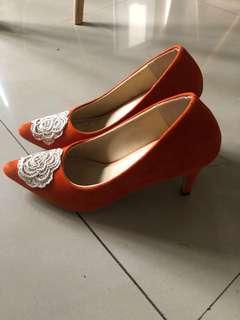 ODETTE SHOES ORANGE HIGH HEELS