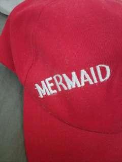 Mermaid off duty vintage dad cap red