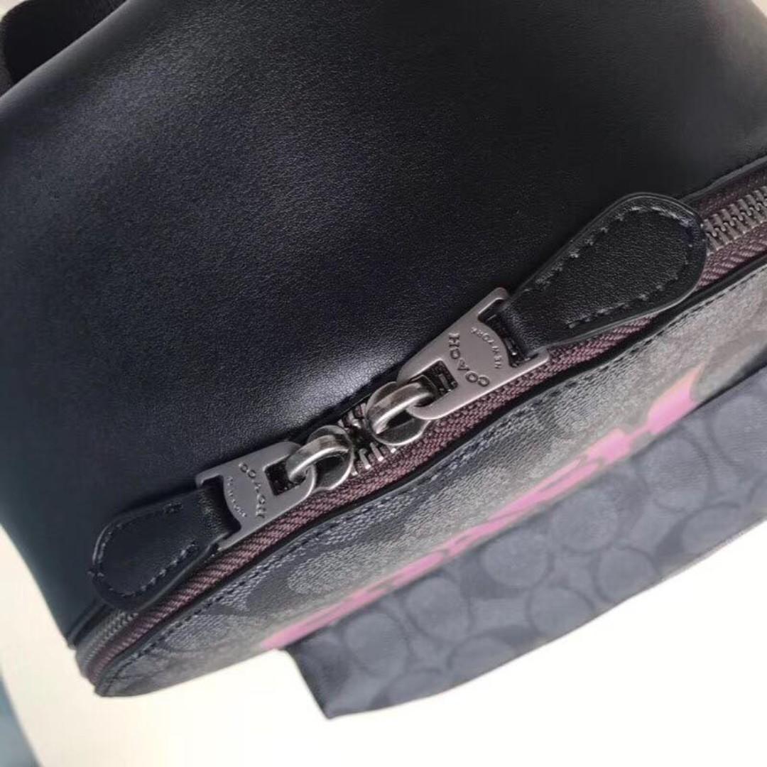 Authentic Coach Medium Charlie Backpack In Signature Canvas with Graffiti F31499 Black