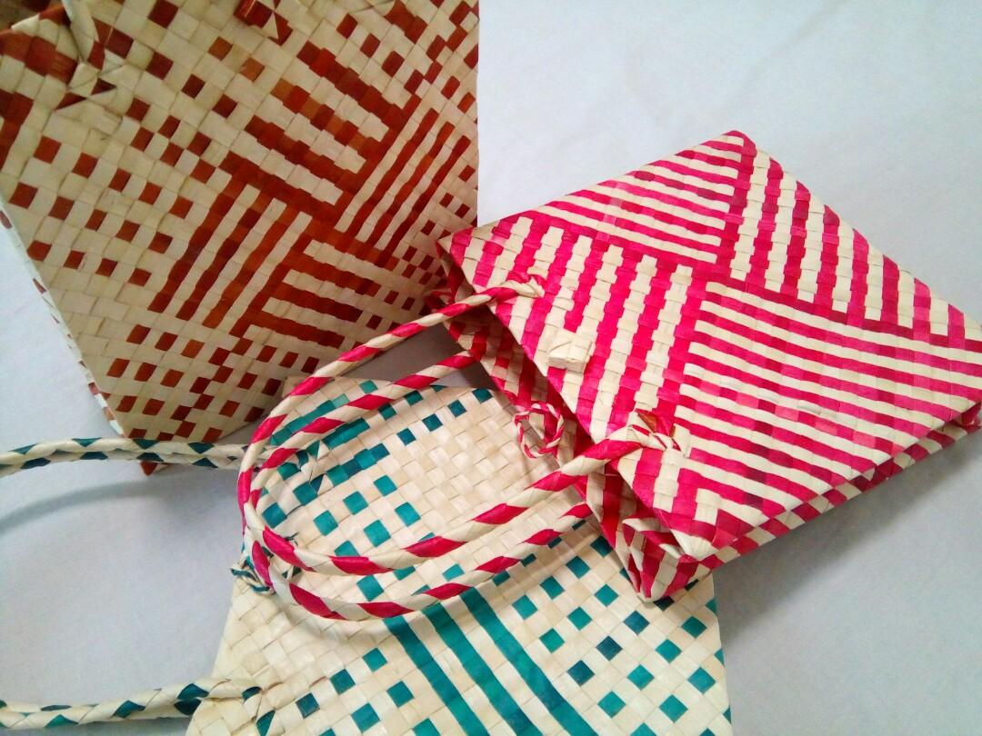 Colorful Native Basket/Bag Buri Made, Hobbies & Toys, Stationary