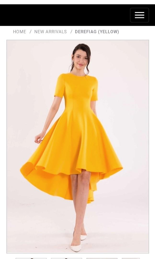 yellow asymmetrical dress