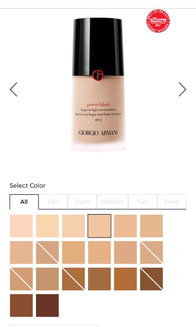 Giorgio Armani POWER FABRIC FOUNDATION FULL COVERAGE LIQUID FOUNDATION WITH SPF  25, Beauty & Personal Care, Face, Makeup on Carousell