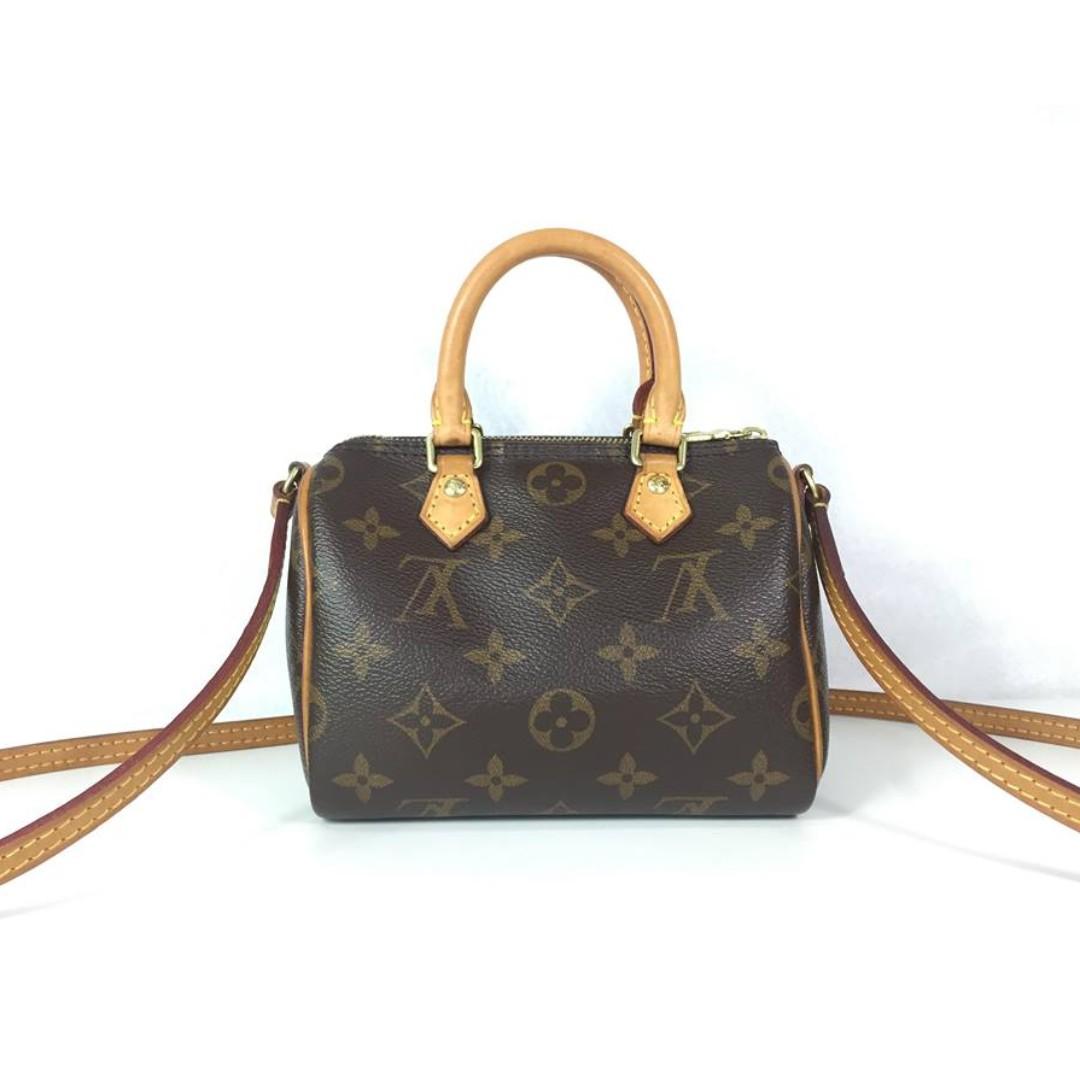 LOUIS VUITTON Nano Speedy Monogram Canvas Hand bag, Cross Body Bag M61252.