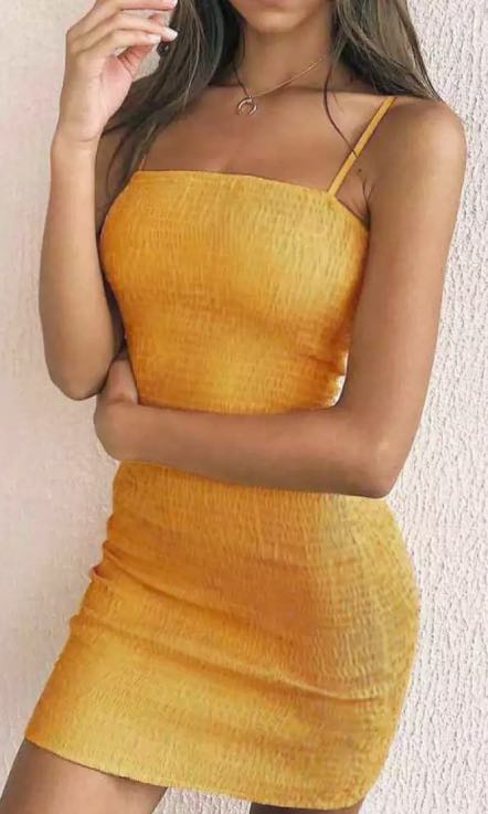 Mustard yellow store spaghetti strap dress