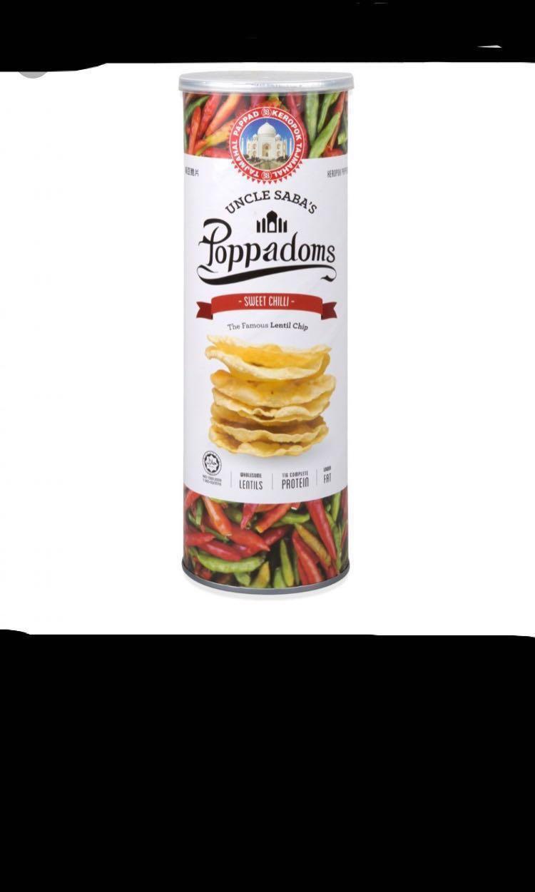 Uncle Saba Poppadoms Sweet Chilli Barbecue Lentil Chips 70g