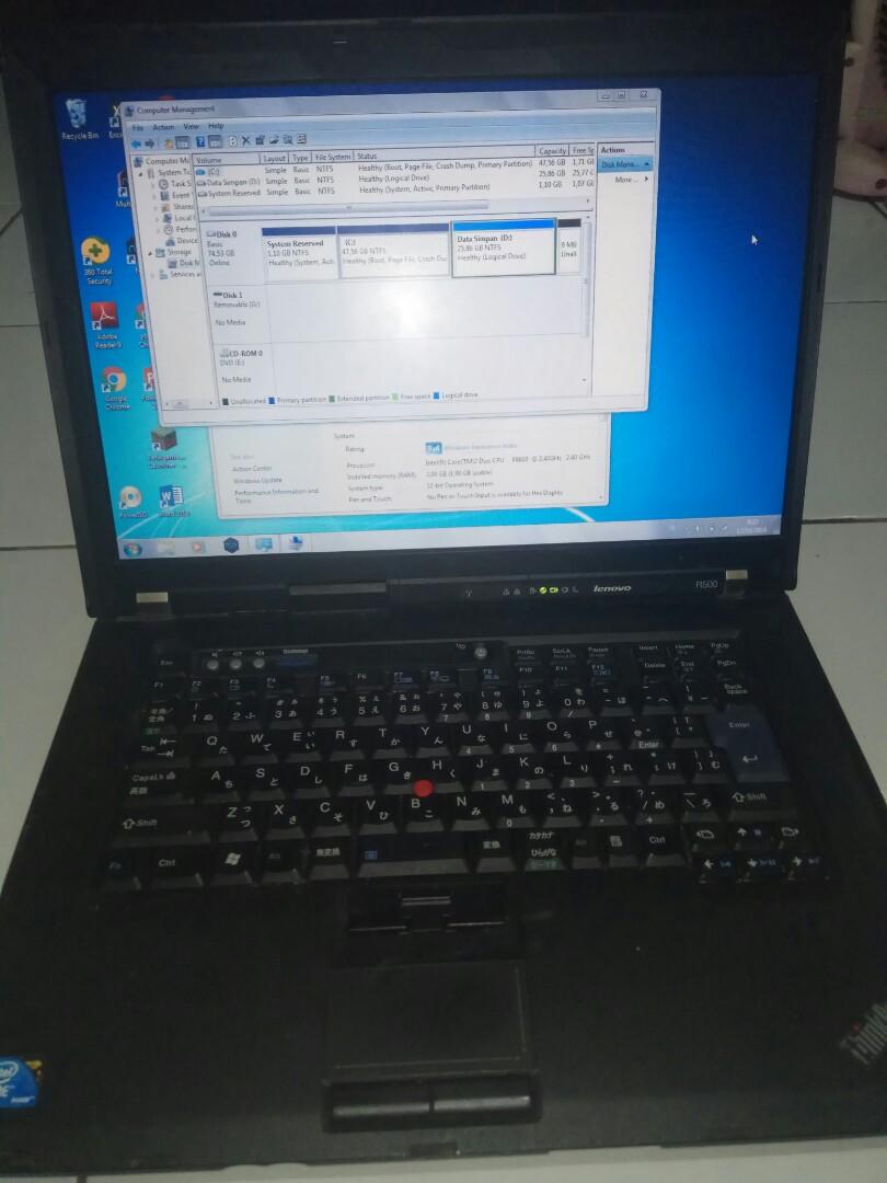 Notebook Laptop Lenovo Thinkpad R500 Core2duo 15 6 Inch Elektronik Komputer Laptop Di Carousell