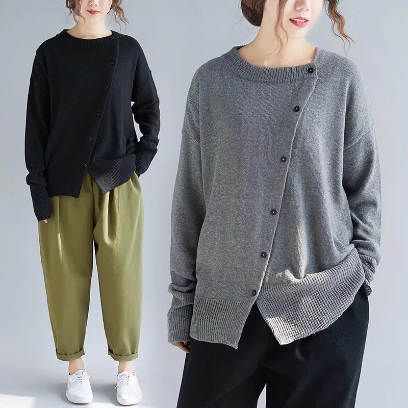 diagonal button cardigan