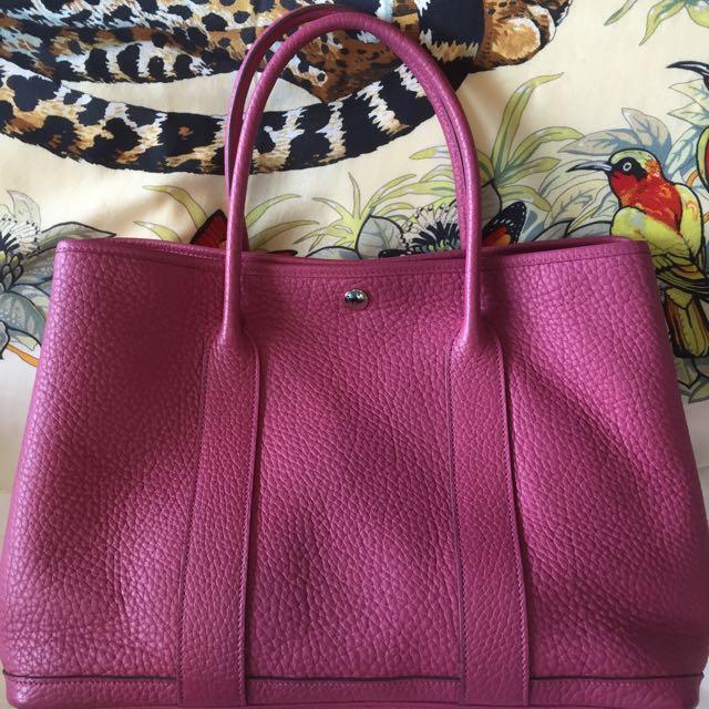With Receipt! HERMES Garden Party 36, Clemence Leather in Tosca color