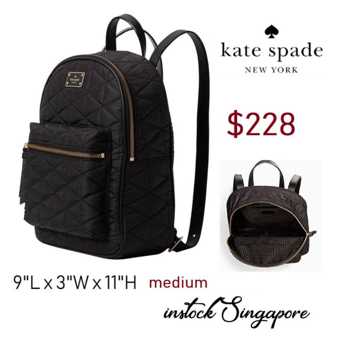 READY STOCK authentic new Kate Spade New York Wilson Road Small Bradley Backpack Black quilted
