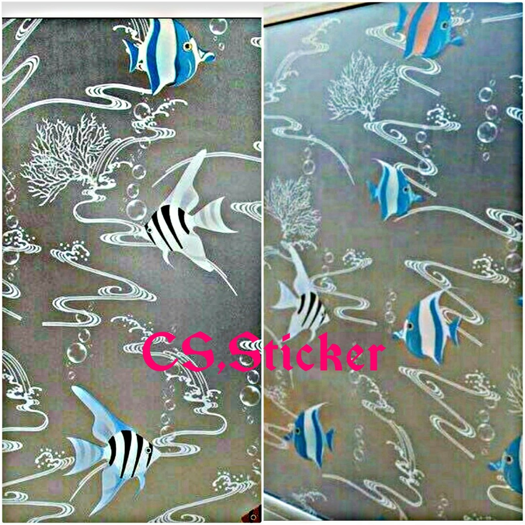 Sticker kaca  motif  stiker  kaca  film stiker kaca motif  ikan 