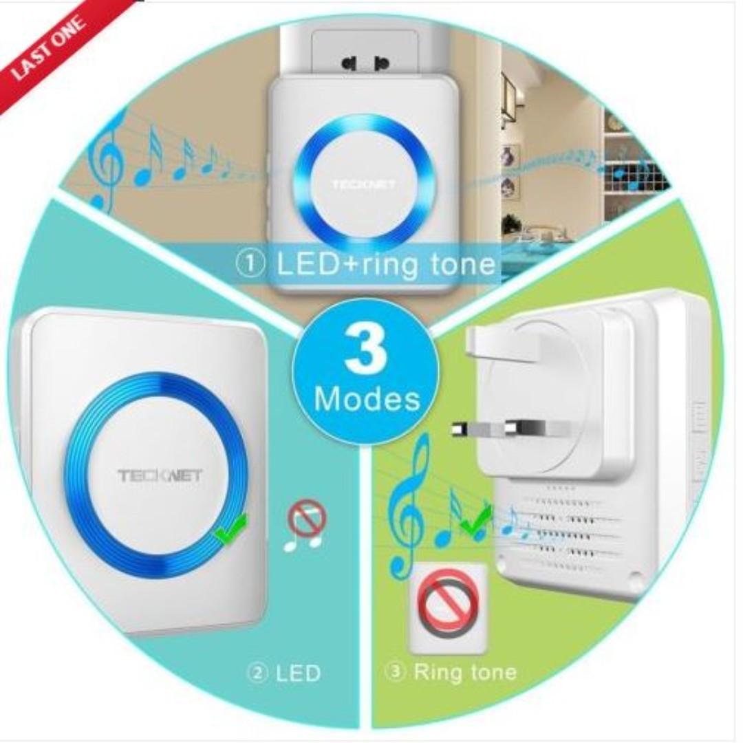 Wireless Doorbell, Waterproof Wall Plugin Door Chime Kit, with