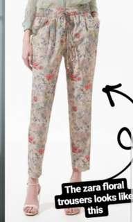 Zara womens floral trousers Size S