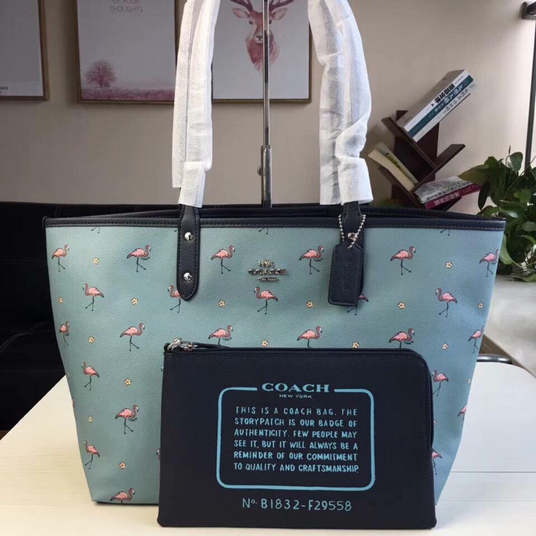 Coach top flamingo tote