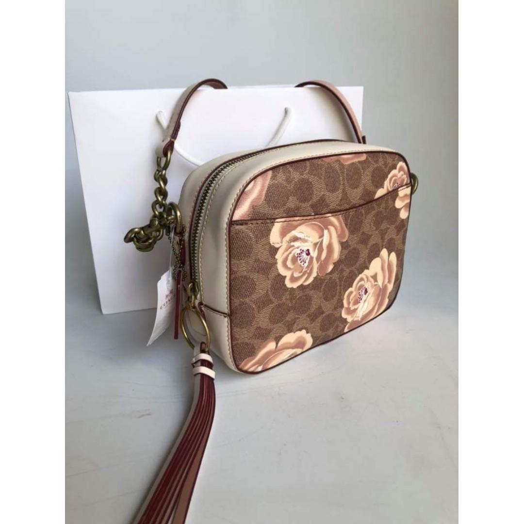Coach rose hotsell print camera crossbody
