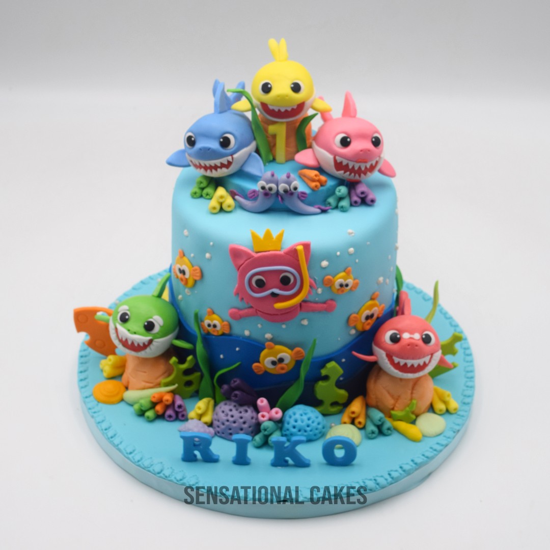 Baby Shark Family Ocean Underwater Children Boy Theme Cake