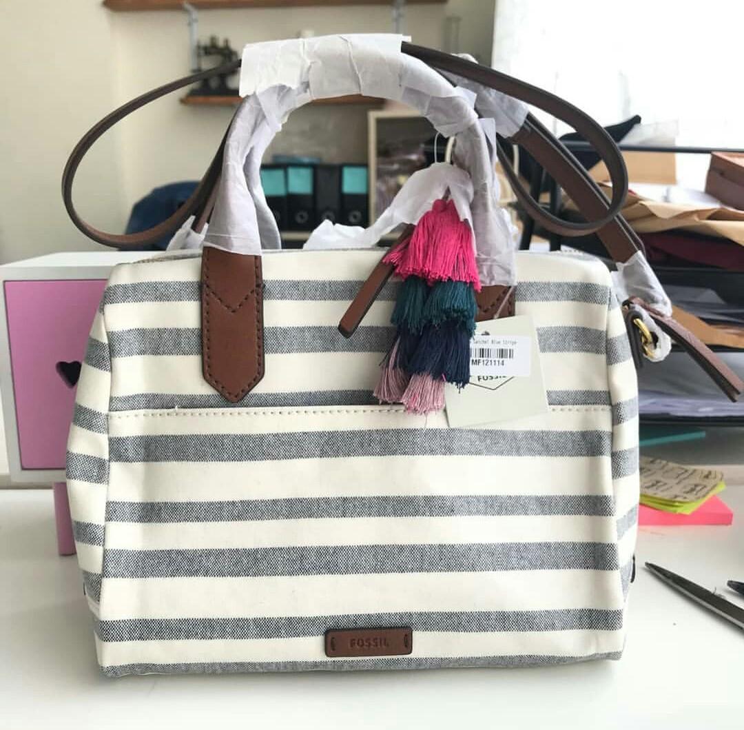 Fossil fiona satchel blue stripe on sale