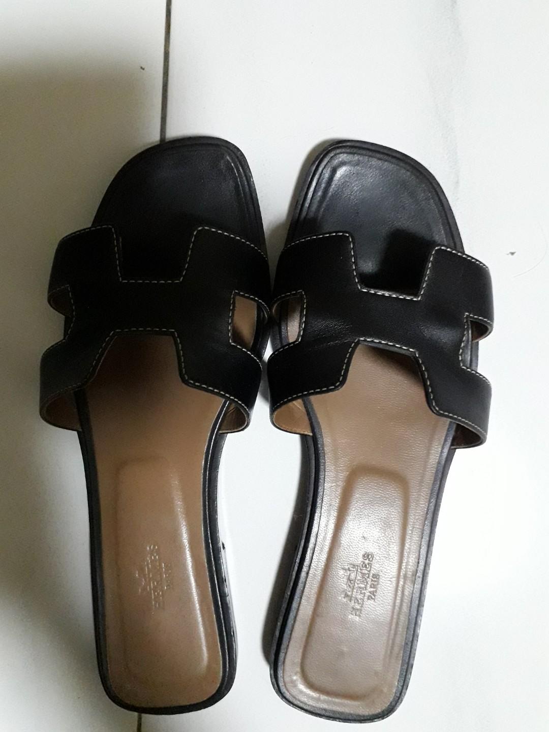 Hermes Oran sandal/slippers (Black sz38 