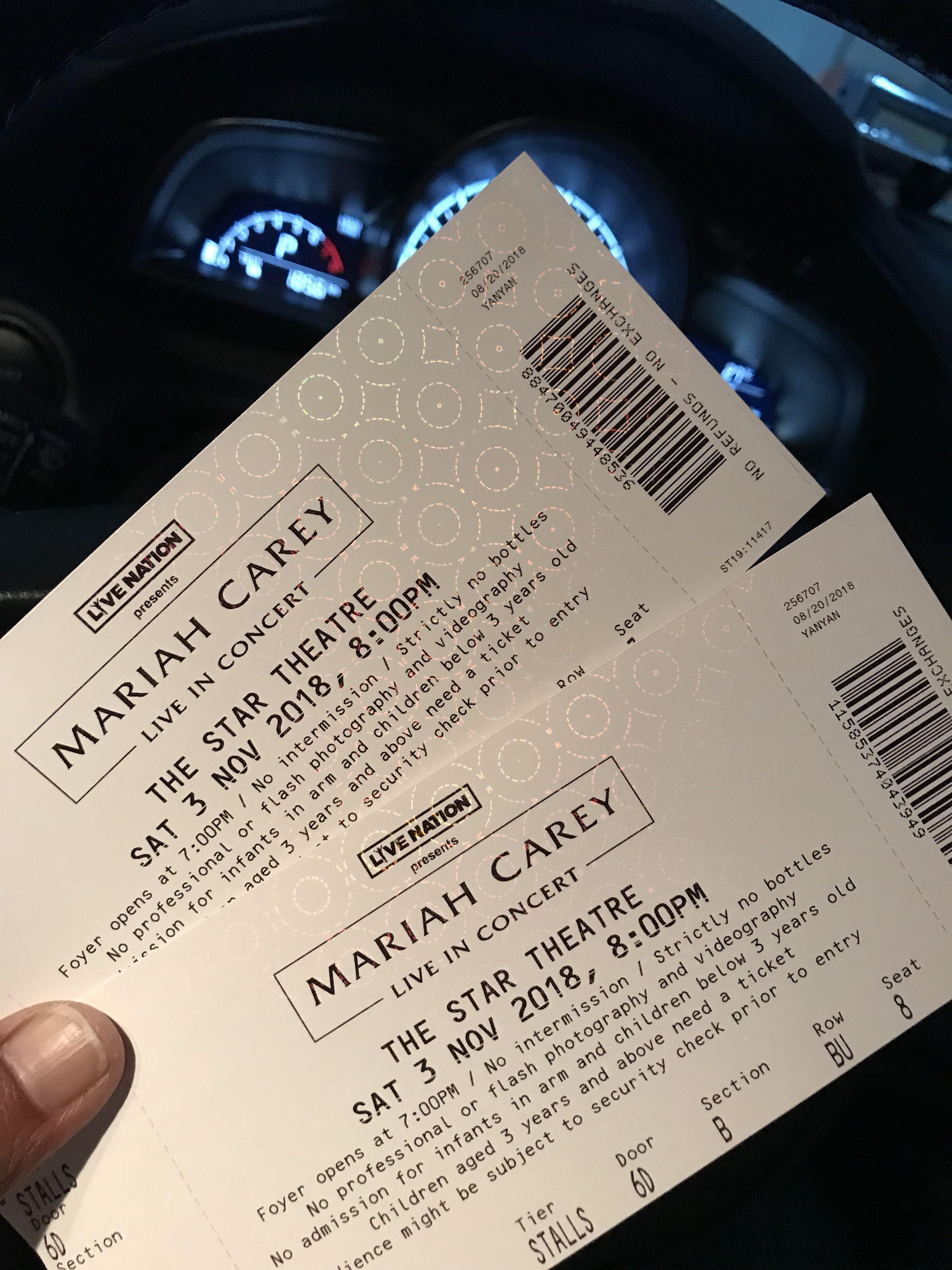 Mariah Carey Concert tickets, Tickets & Vouchers, Event Tickets on