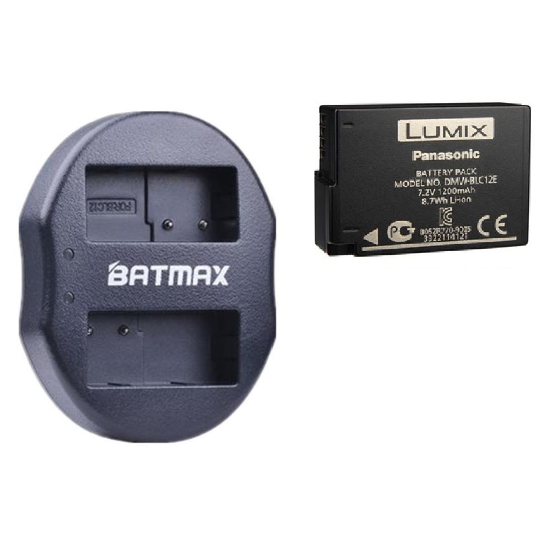 Original Panasonic battery DMW-BLC12 with dual battery usb charger and