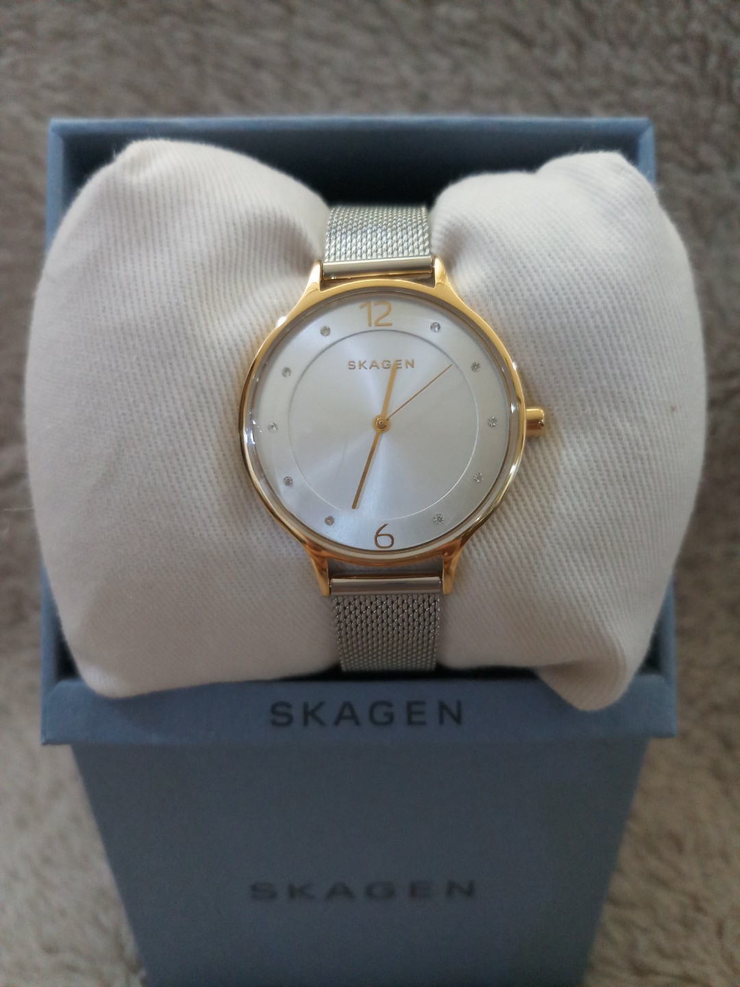 Skagen anita best sale two tone watch
