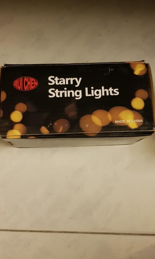 Starry String Lights (Category: Everything Else) located in Singapore. Submitted by anzw9170 (Listing ID 195575639, Image 1). Description: Selling Starry String Lights.. I have 2 set of it.. Xmas coming soon you may use it to decor your Xmas tree!! Interested party kindly pm me. Thank you. For delivery option payment must be make via paynow/paylah first. Self collection option available. Delivery charges applies..