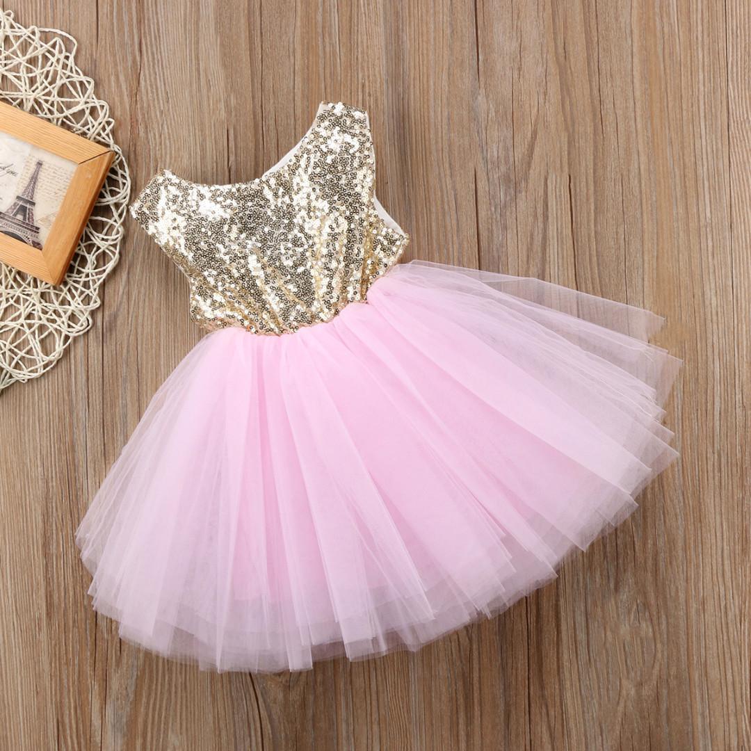 Stock First One Birthday Sweet Pink Princess Party Dress