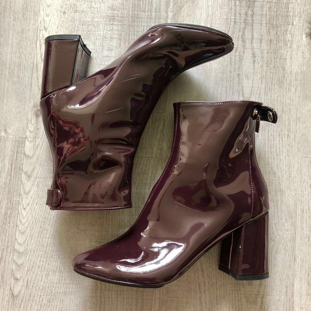 oxblood patent boots