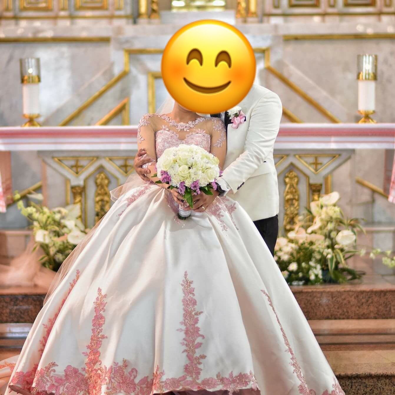 Wedding Gown With Touch Of Pink Women S Fashion Clothes On Carousell