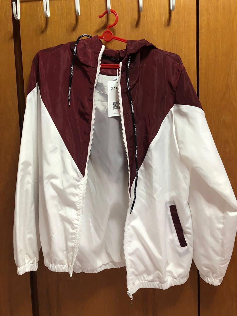 Zaful Maroon Windbreaker Jacket Outerwear