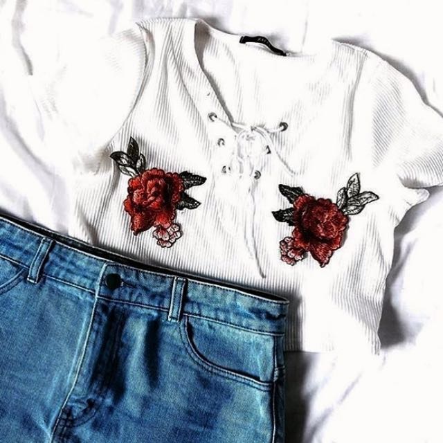 Zaful roses top, Women's Fashion, Tops, Blouses on Carousell