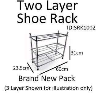 Two Layer Shoe Rack - Stainless Steel -  Brand New