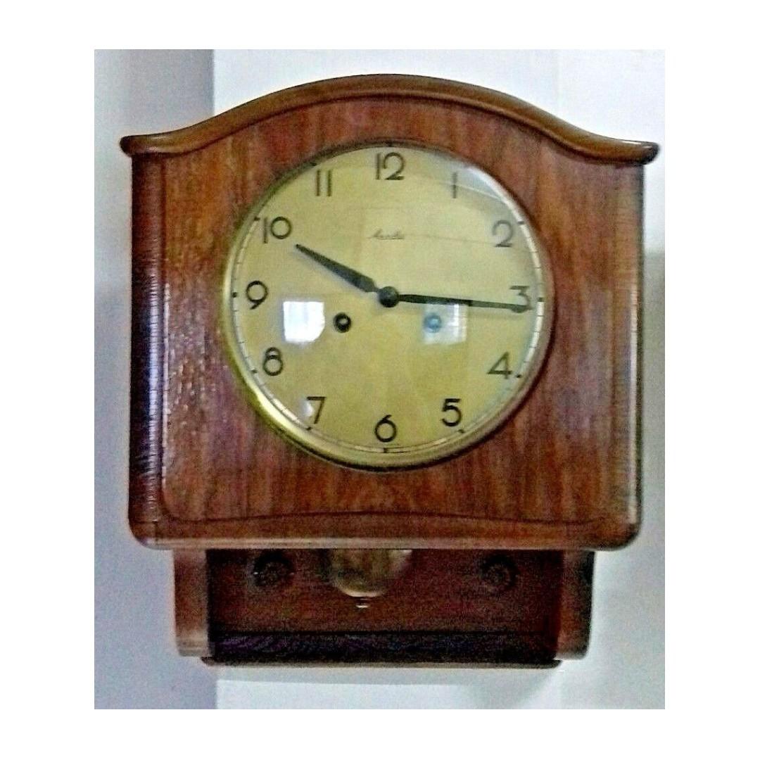 1960s Vintage Mauthe German Wall Clock With Bin Bum Chime