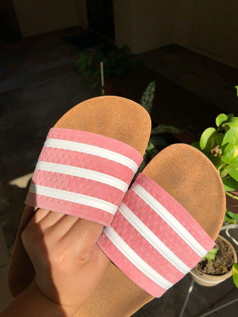 Adidas originals cork adilette slider sandals in pink top