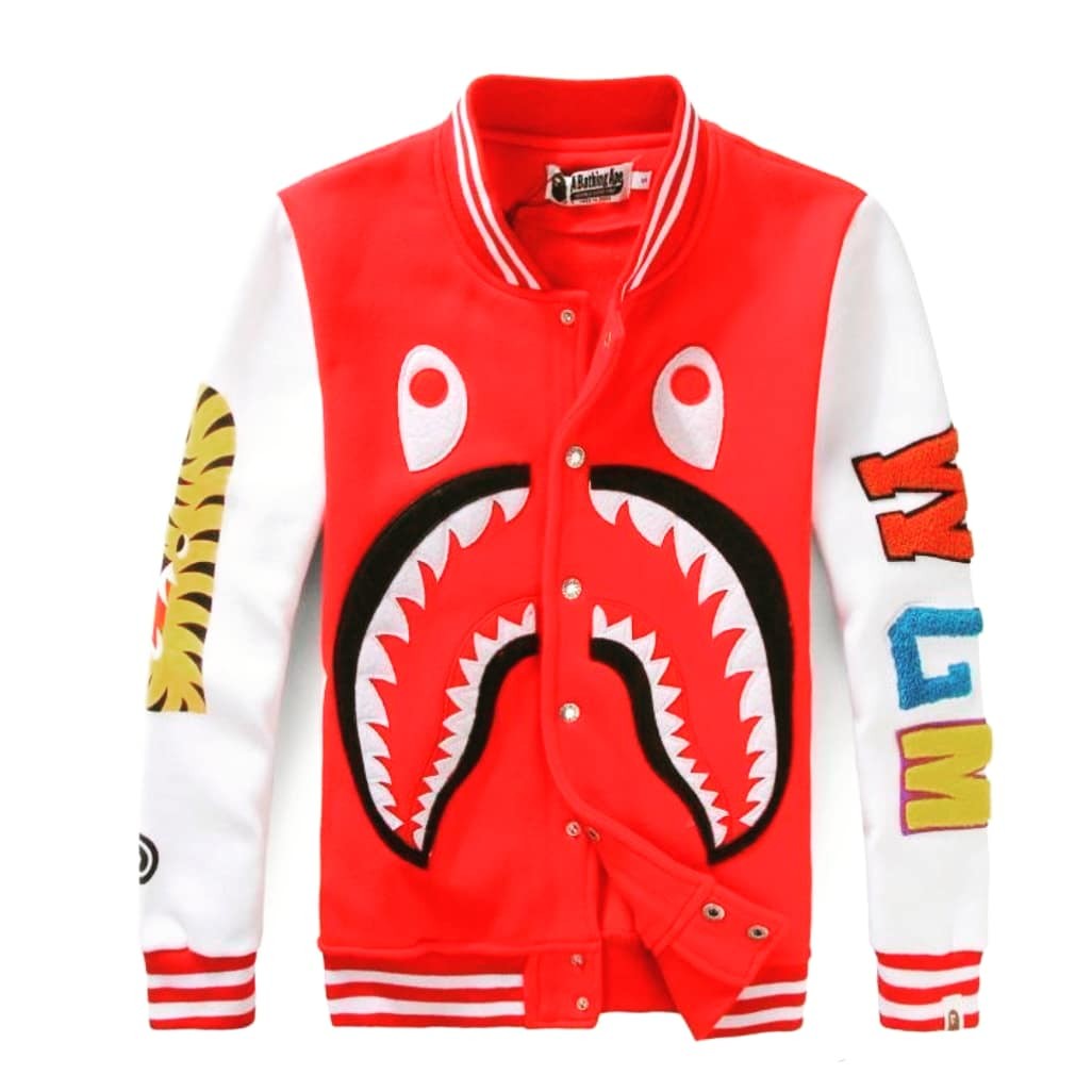 BAPE Shark Varsity Jacket Black or Red Men s Fashion Coats