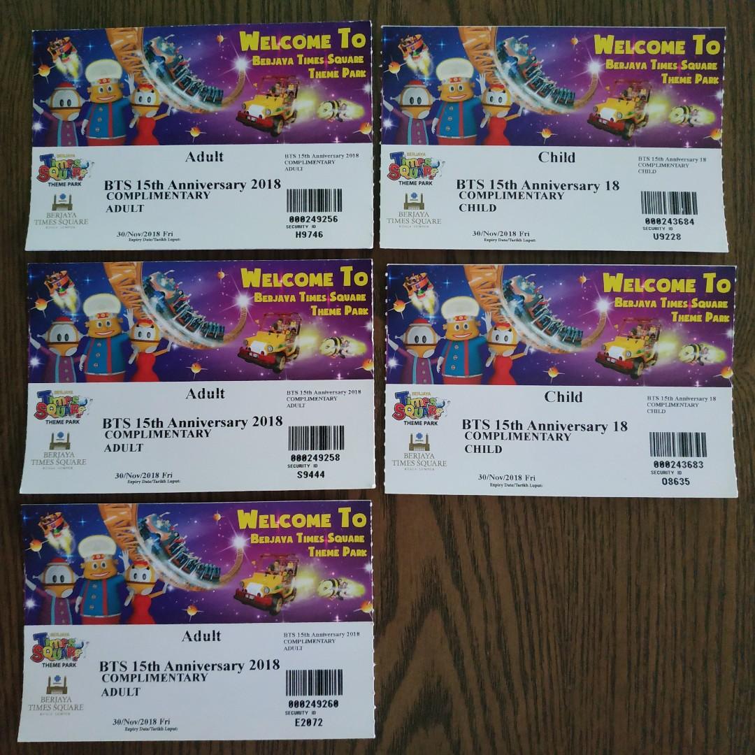 Berjaya Time Square Theme Park Tickets 3 Adult 2 Chlidren