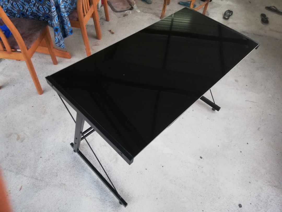 computer glass table, Furniture & Home Living, Furniture, Tables & Sets
