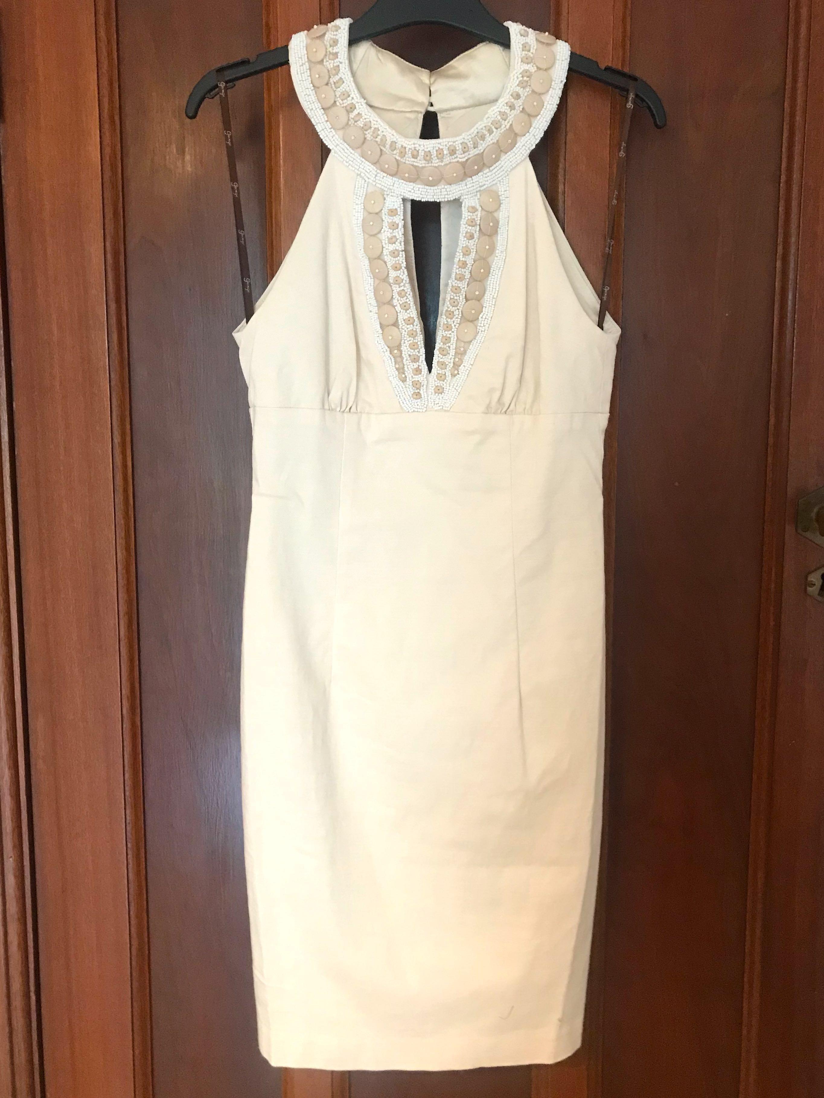 George Brand Cream Cocktail Dress Cotton With Full Lining And