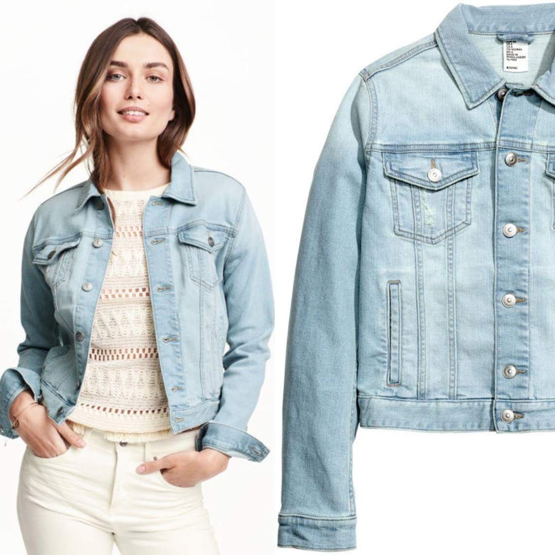 cropped denim jacket green