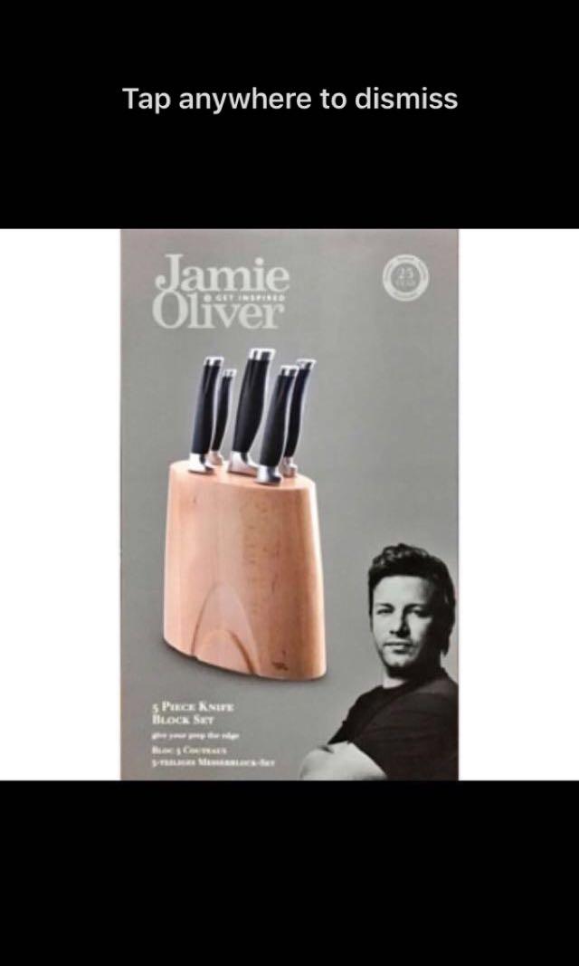Jamie Oliver Knife Set with block holder 5 knives gift