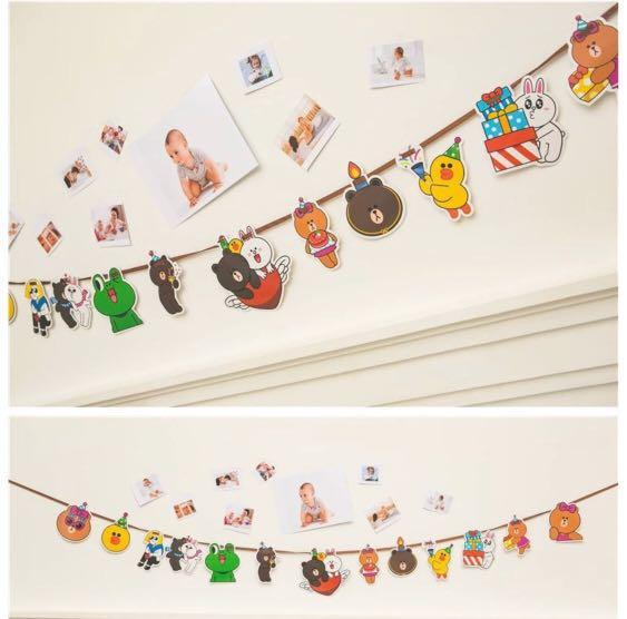 Line Friends Wall Bunting Banner Brown Cony Sally Birthday Party