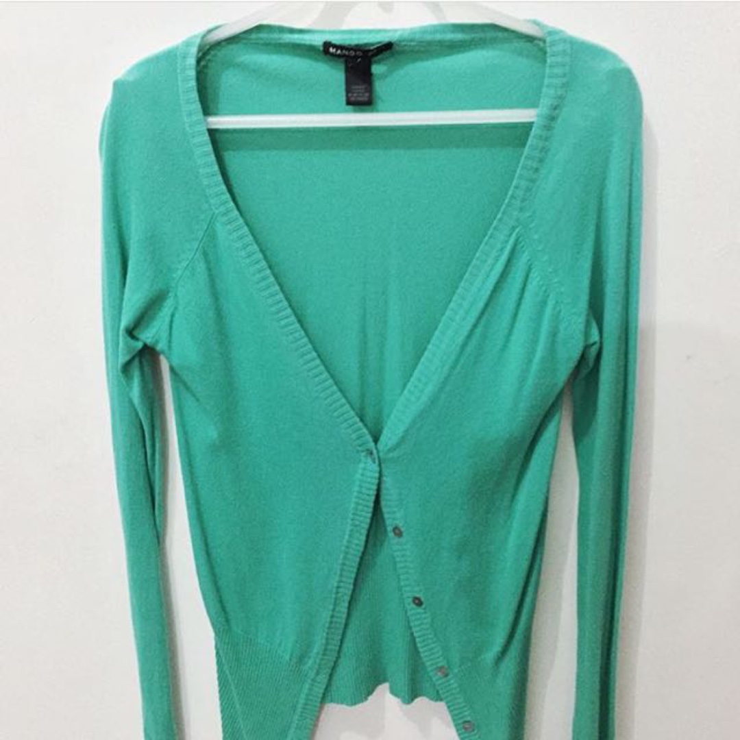 Mango seafoam green knit cardigan, Women's Fashion, Coats, Jackets and